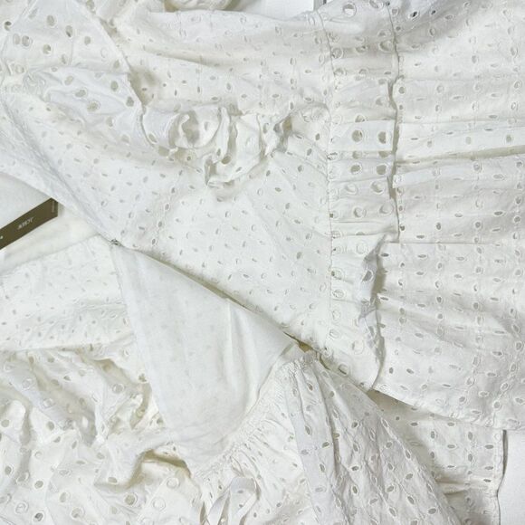 J. Crew Ruffle Wrap Top in Eyelet White NWT Womens Size M Medium - Picture 10 of 11
